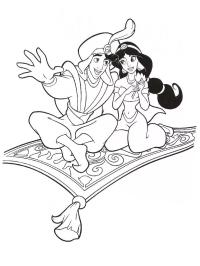 Aladino y Jasmine en la alfombra