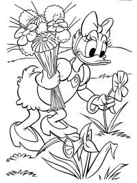 Daisy Duck recoge flores