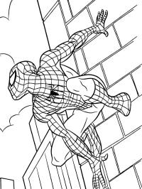 Spider-Man escalando un edificio