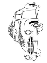 Flores en el coche de boda
