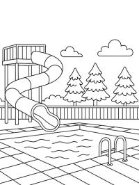 Piscina exterior con tobogán