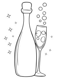 Botella y copa de champán