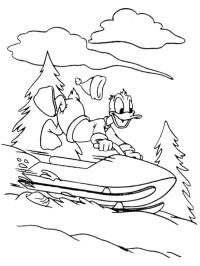 Donald Duck en la moto de nieve