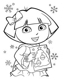 Dora con tarjeta navideña
