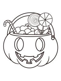 Calabaza de Halloween con caramelos