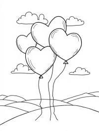 Globos de corazones en el aire