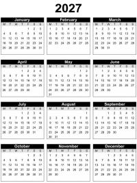 Calendario 2027