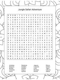 Sopa de letras safari en la jungla