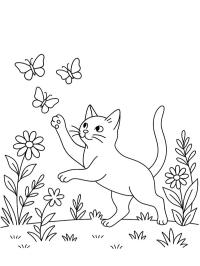 Gato persiguiendo mariposas
