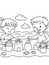 Niños jugando en la playa