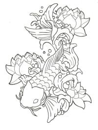 tatuaje de loto y pez koi