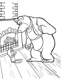 Masha y el Oso encienden la chimenea