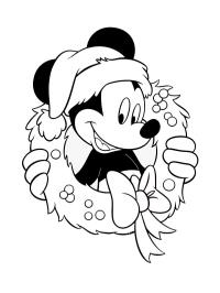Mickey Mouse en una corona navideña