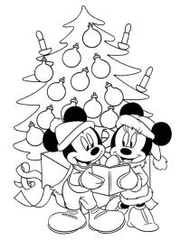Minnie y Mickey delante del árbol de Navidad