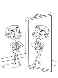 Mr Bean se mira en el espejo