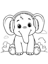 Elefante con auriculares