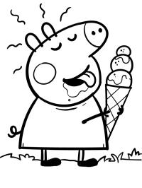 Peppa Pig lame un helado