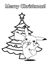 Pikachu junto al árbol de Navidad