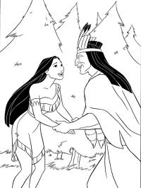 Pocahontas y su padre Powhatan