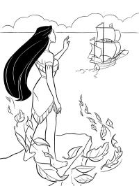 Pocahontas despidiéndose del barco
