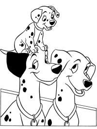 Pongo y Perdy con uno de sus cachorros