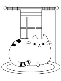 Pusheen yace frente a la ventana