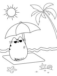 Pusheen en la playa