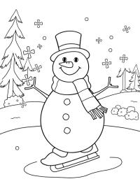 Muñeco de nieve patinando
