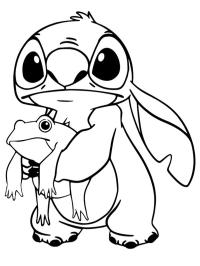 Stitch sostiene una rana