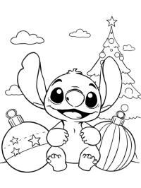 Stitch con bolas de Navidad