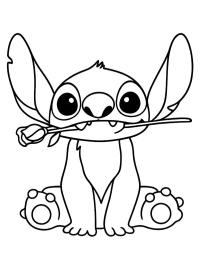 Stitch con rosa