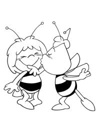 Willie la abeja besa a Maja la abeja