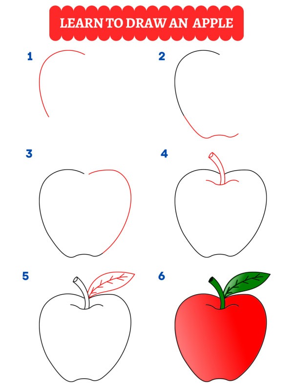 Como dibujar una manzana