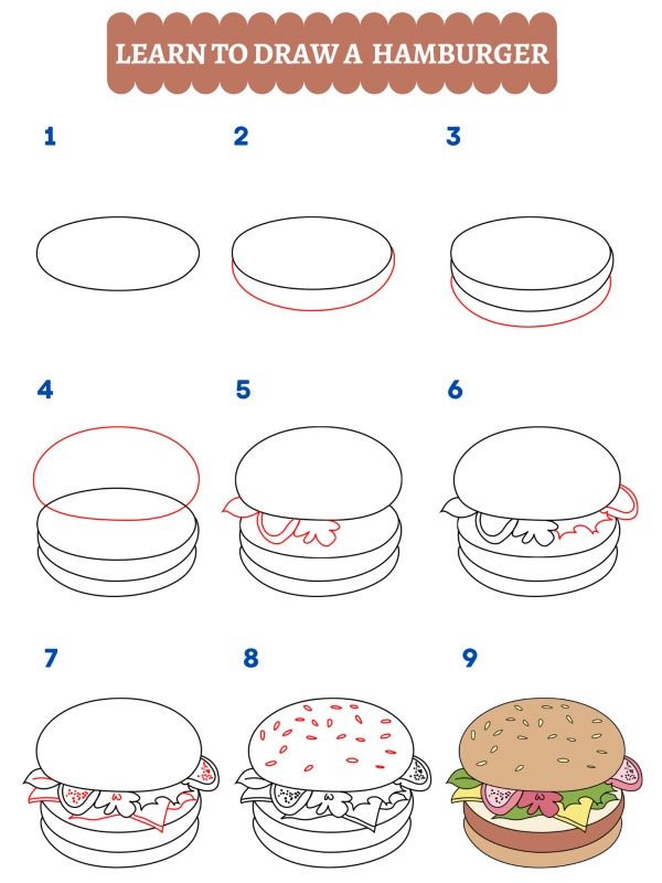 Como dibujar una hamburguesa