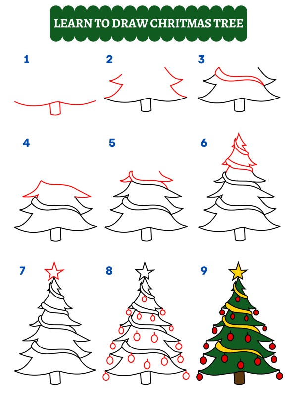 Como dibujar un arbol de Navidad