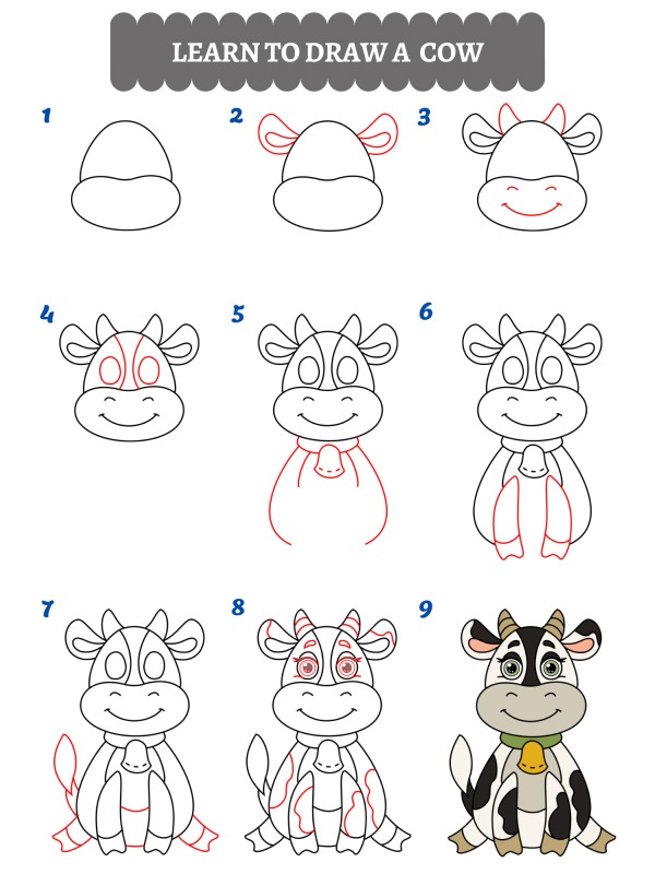 Como dibujar una vaca