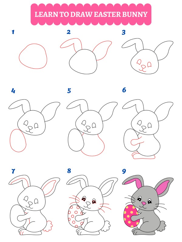 Como dibujar un conejo de pascua