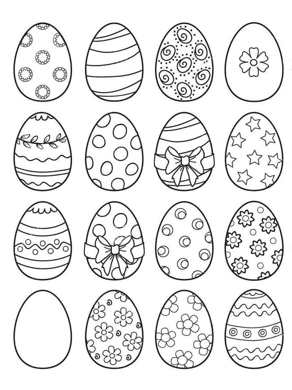 Dibujo de 16 huevos de Pascua para Colorear
