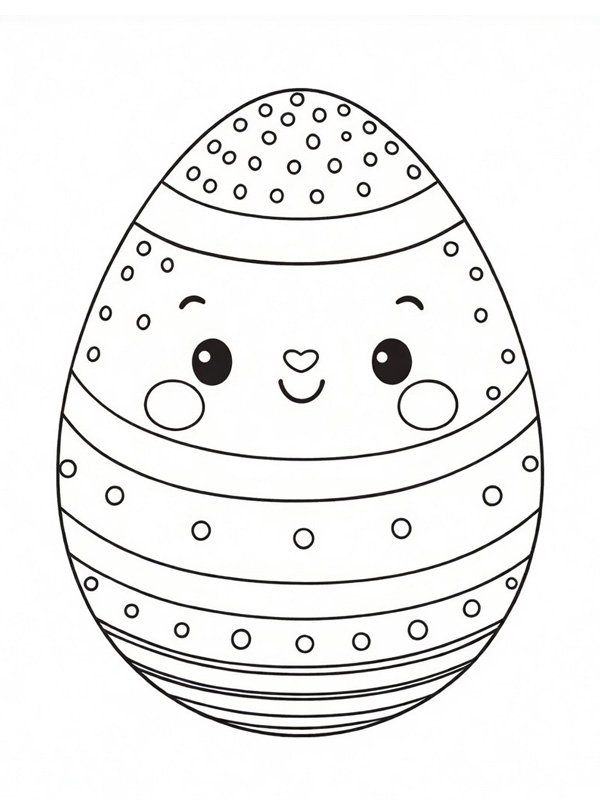 Dibujo de Huevo de Pascua kawaii para Colorear Dibujo de Huevo de Pascua kawaii para Colorear