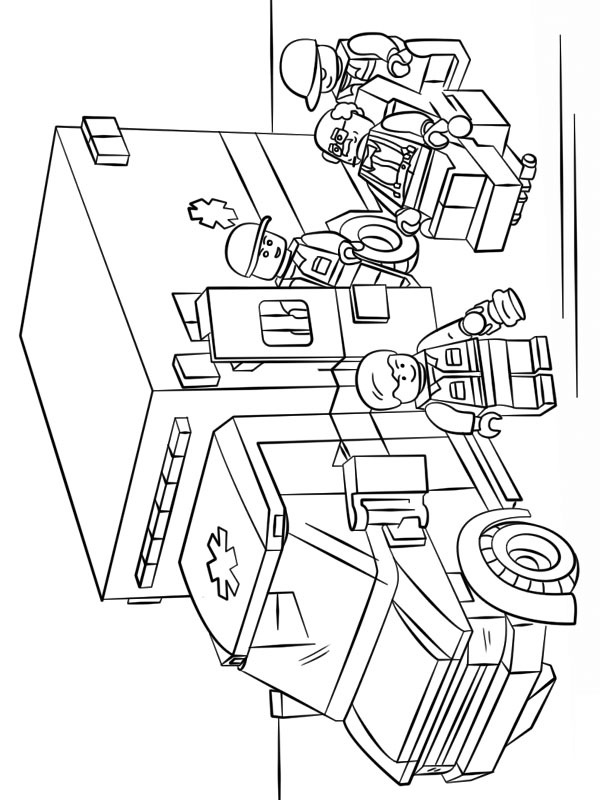 Dibujo de LEGO ambulancia para Colorear Dibujo de LEGO ambulancia para Colorear