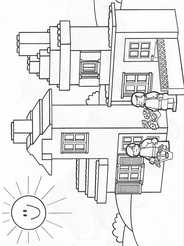 Dibujo de Casa estilo Lego para Colorear