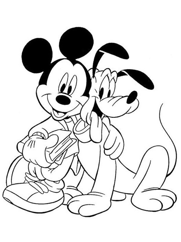 Dibujo de Mickey Mouse y perro Pluto para Colorear