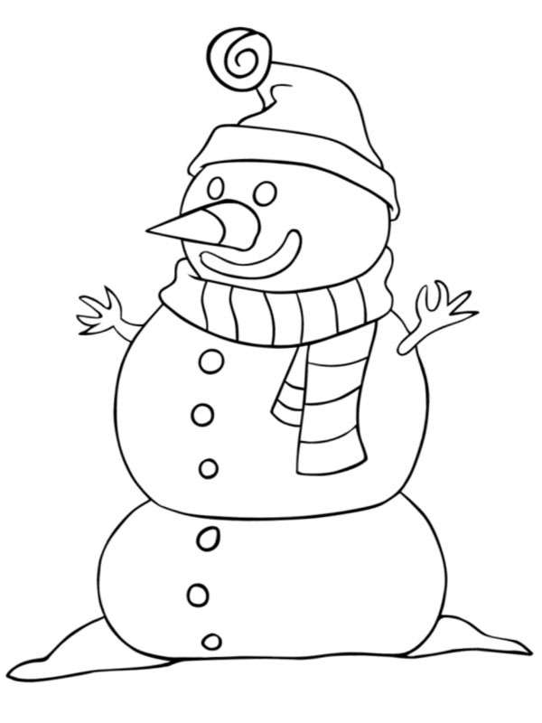 Dibujo de Muñeco de nieve para Colorear Dibujo de Muñeco de nieve para Colorear