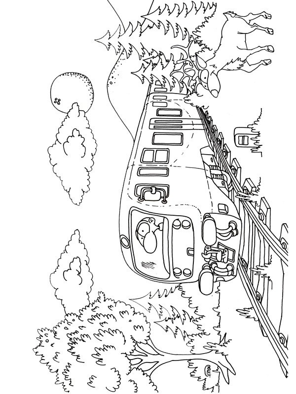Dibujo de tren en las montanas para Colorear