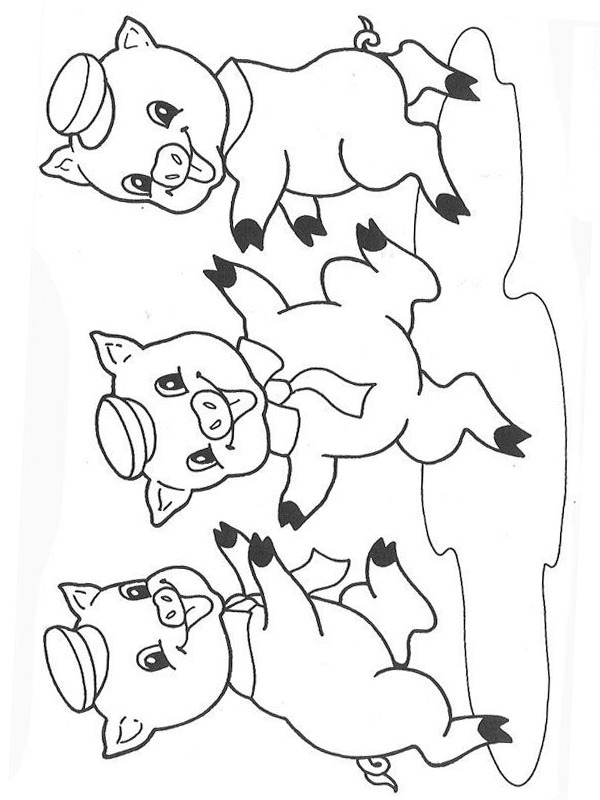 Dibujo de Los tres cerditos para Colorear Dibujo de Los tres cerditos para Colorear