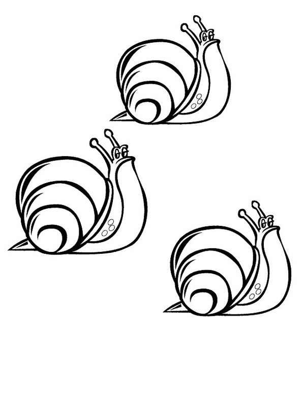 Dibujo de Tres caracoles para Colorear Dibujo de Tres caracoles para Colorear