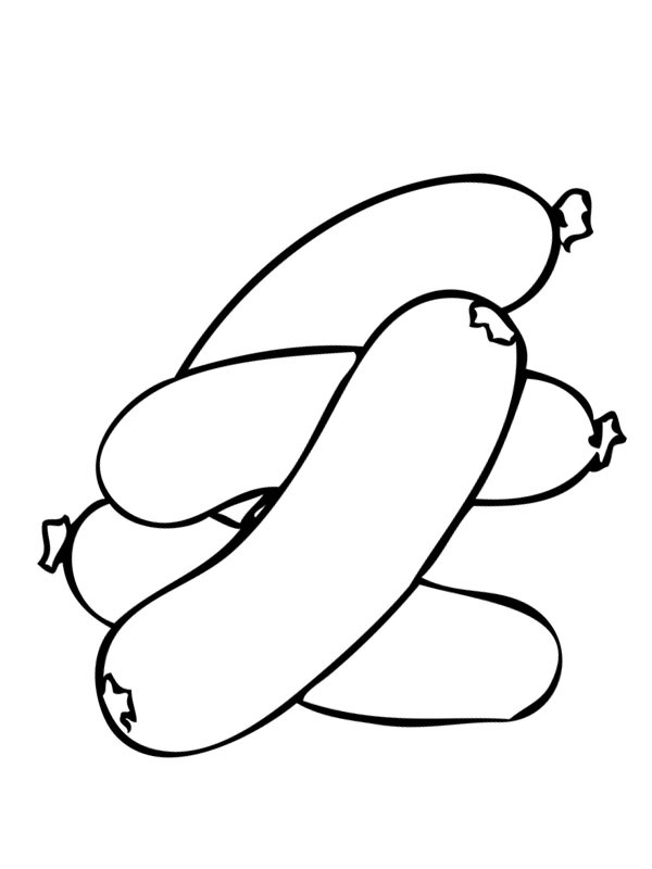 Dibujo de 4 salchichas para Colorear Dibujo de 4 salchichas para Colorear