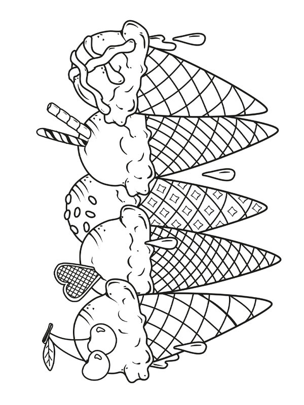 Dibujo de 5 helados para Colorear