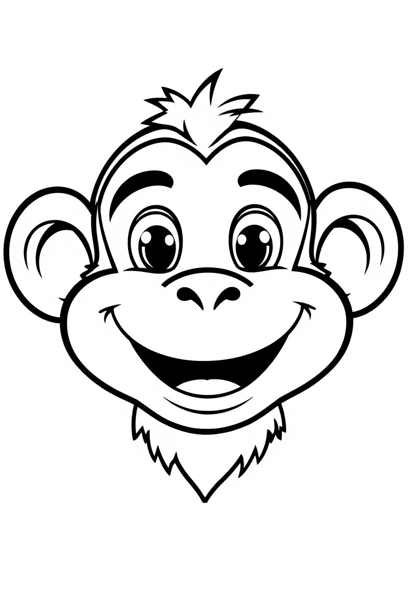 Dibujo de Cabeza de mono para Colorear Dibujo de Cabeza de mono para Colorear