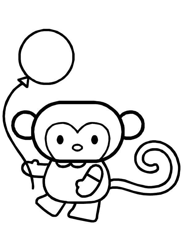 Dibujo de Mono con globo para Colorear